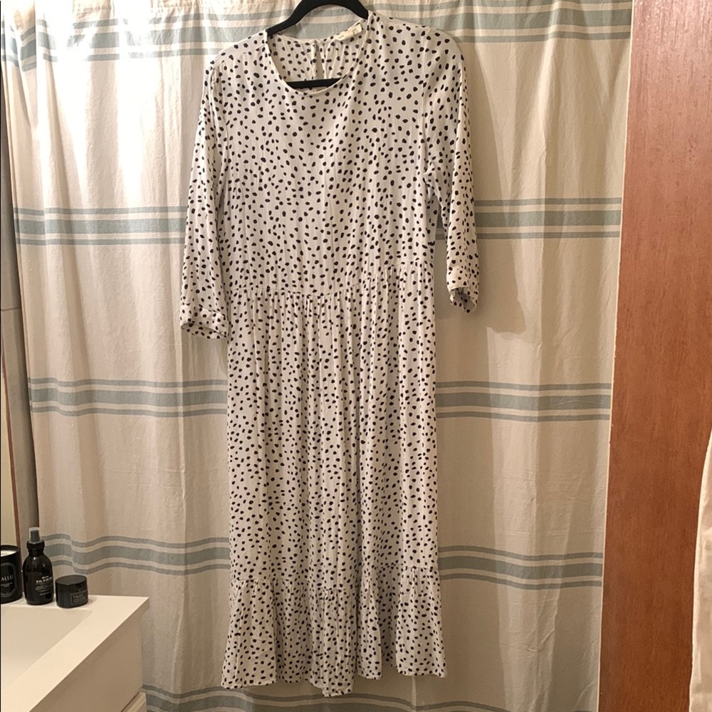 Elegant Black and White Polka Dot Dress